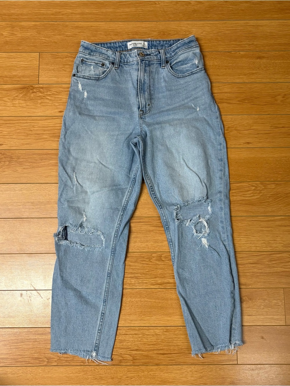 Abercrombie & Fitch Light Blue Distressed Boyfriend Jeans